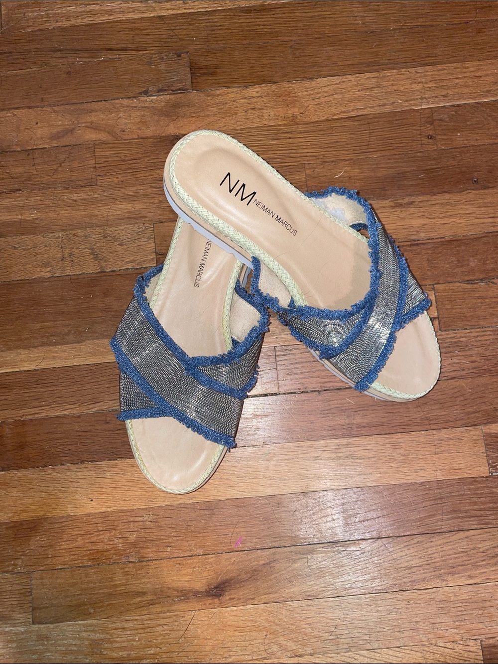 Neiman Marcus Espadrille Slide Sandals